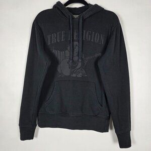 True Religion World Tour Mens Small Long Sleeve Black Pullover Graphic Hoodie